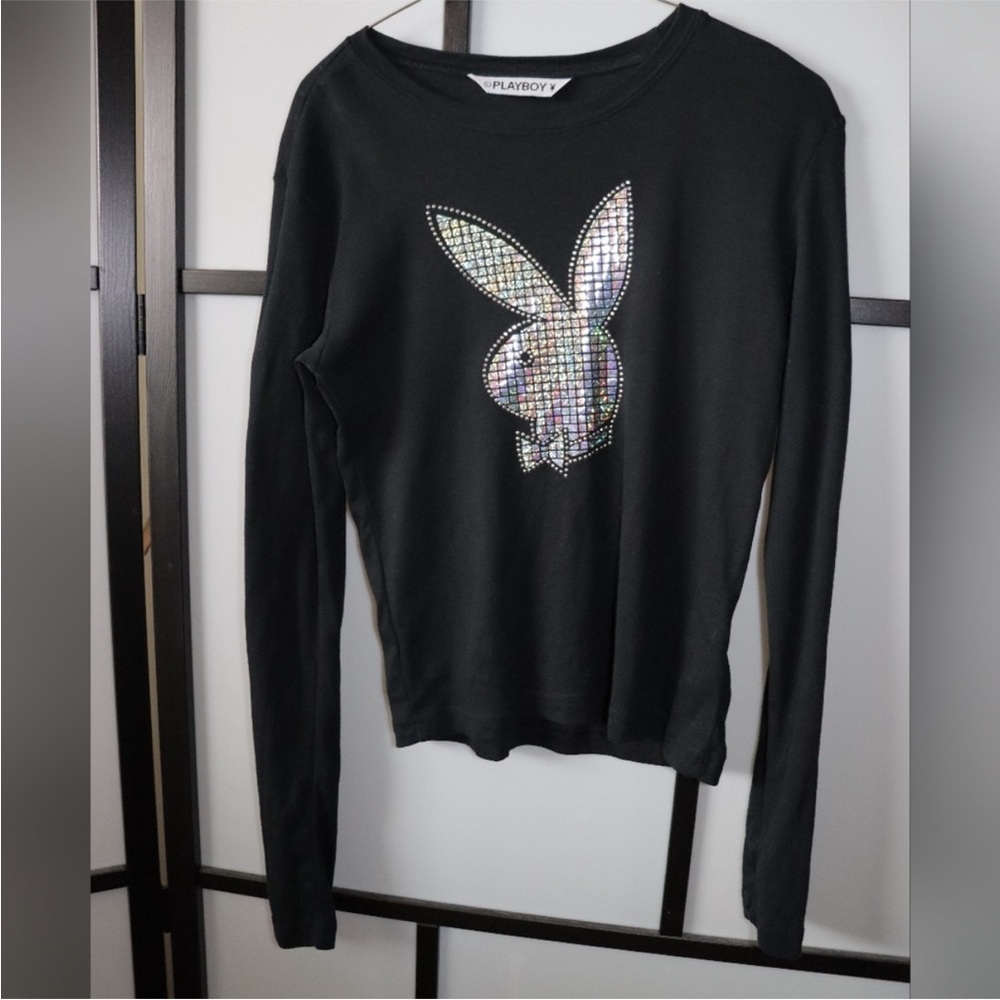 Rare playboy  Black Long Sleeve vintage  Top